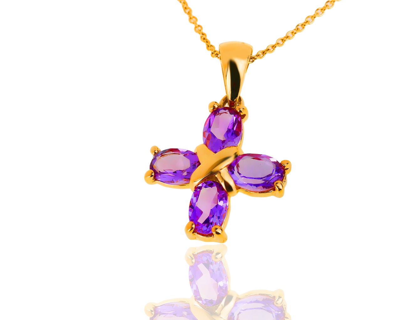 Итальянская золотая подвеска с аметистами Criso 050219/2