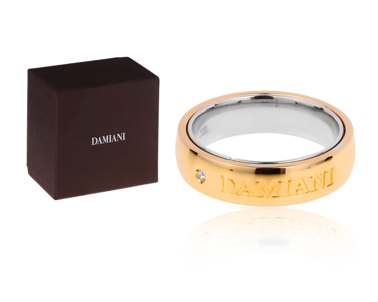 Подвижное золотое кольцо с бриллиантами Damiani Orbital