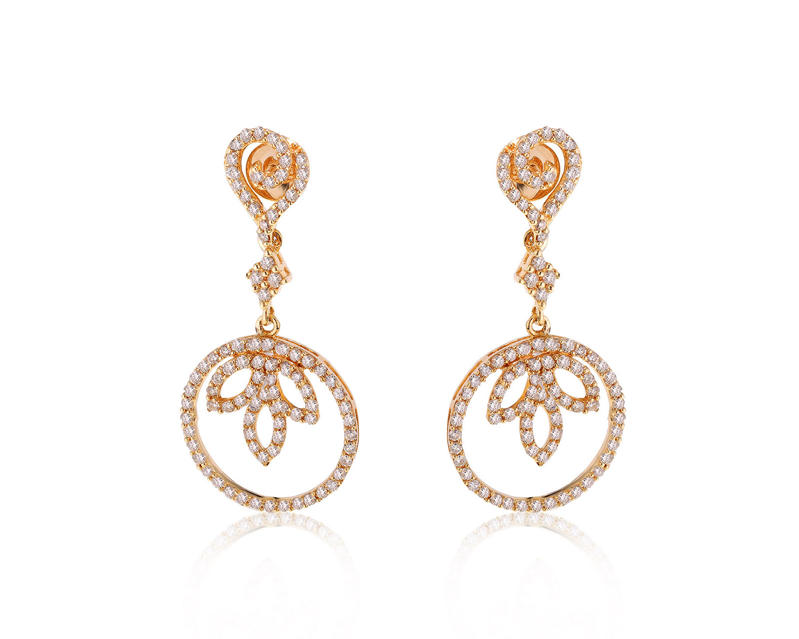 Прекрасные золотые серьги с бриллиантами 0.94ct 011022/1 Прекрасные золотые серьги с бриллиантами 0.94ct 011022/1