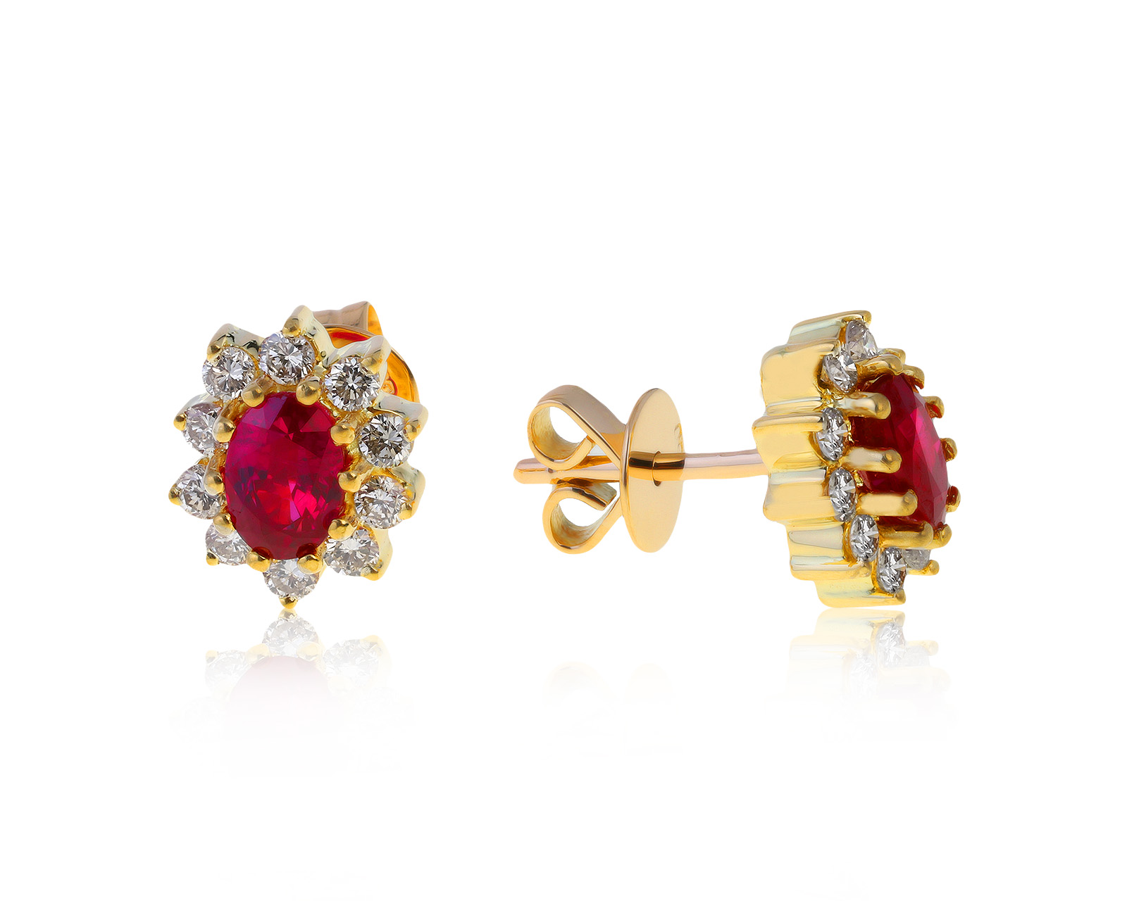 Безупречные золотые серьги с рубинами 0.96ct 280421/15