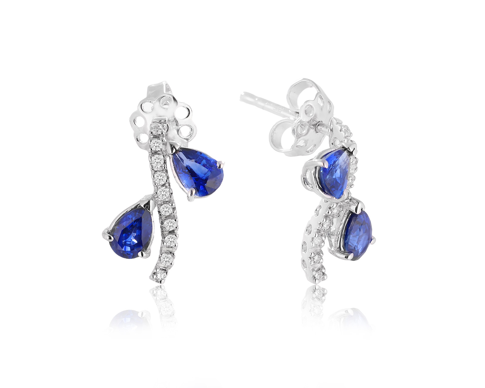 Оригинальные золотые серьги с сапфирами 1.90ct Leo Pizzo