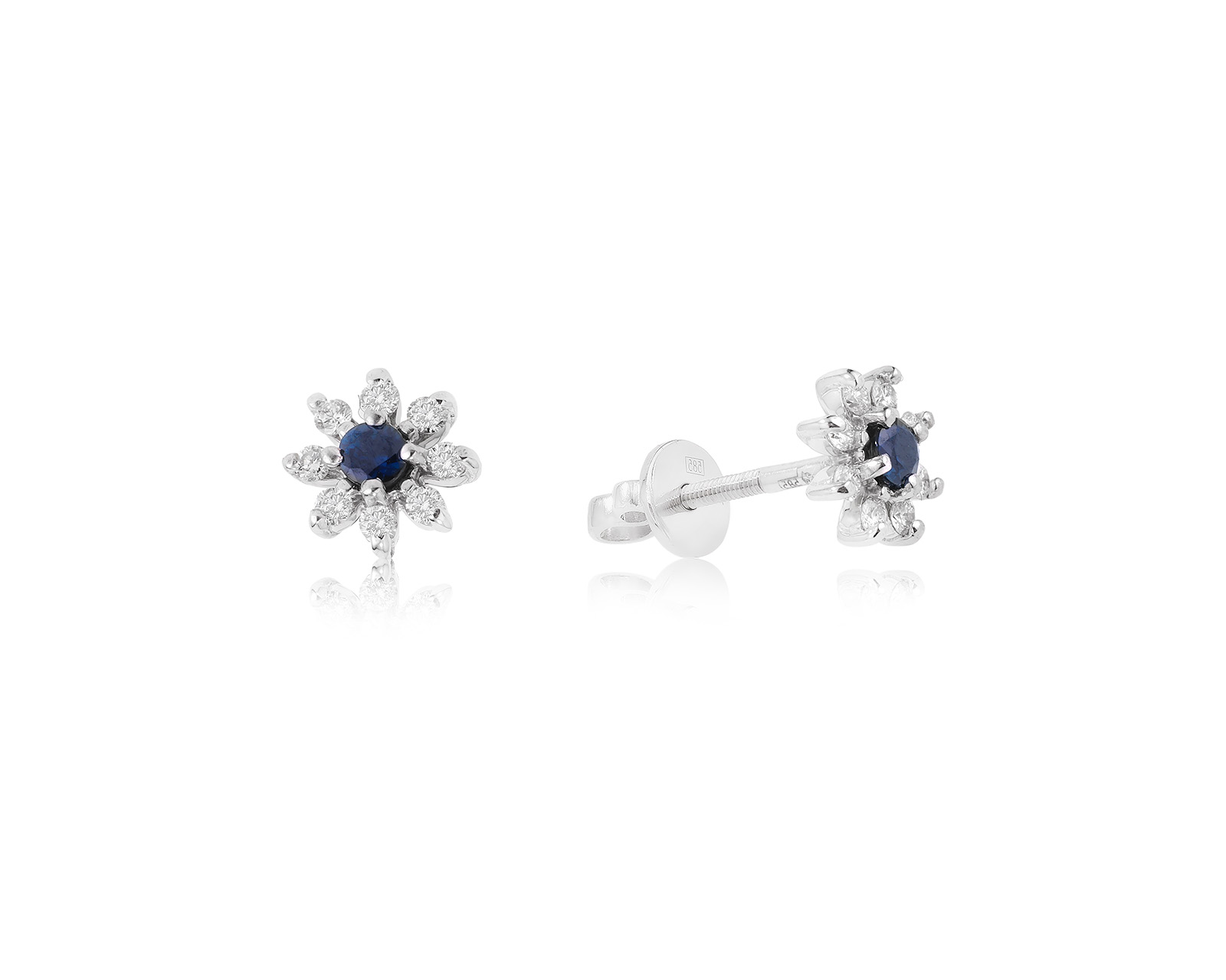 Золотые серьги с сапфирами 0.28ct и бриллиантами 0.25ct 041023/2