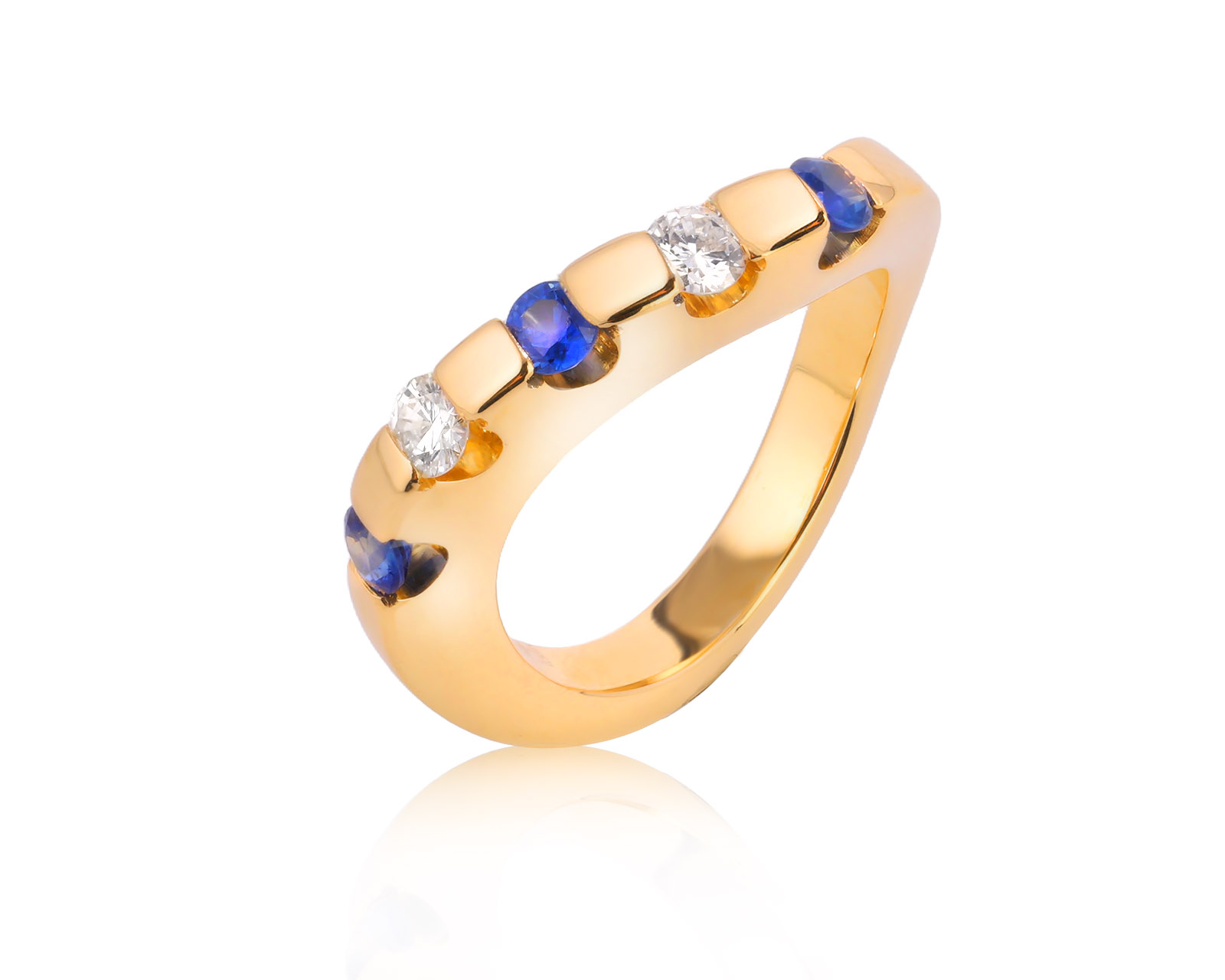 Золотое кольцо с бриллиантами 0.20ct и сапфирами 0.30ct 261225/8