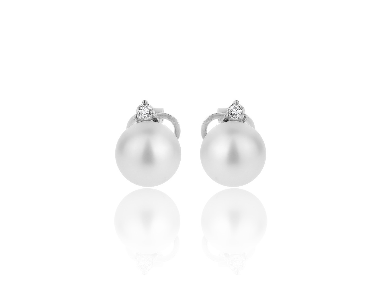 Прекрасные золотые серьги с жемчугом 9.80 мм 241219/26