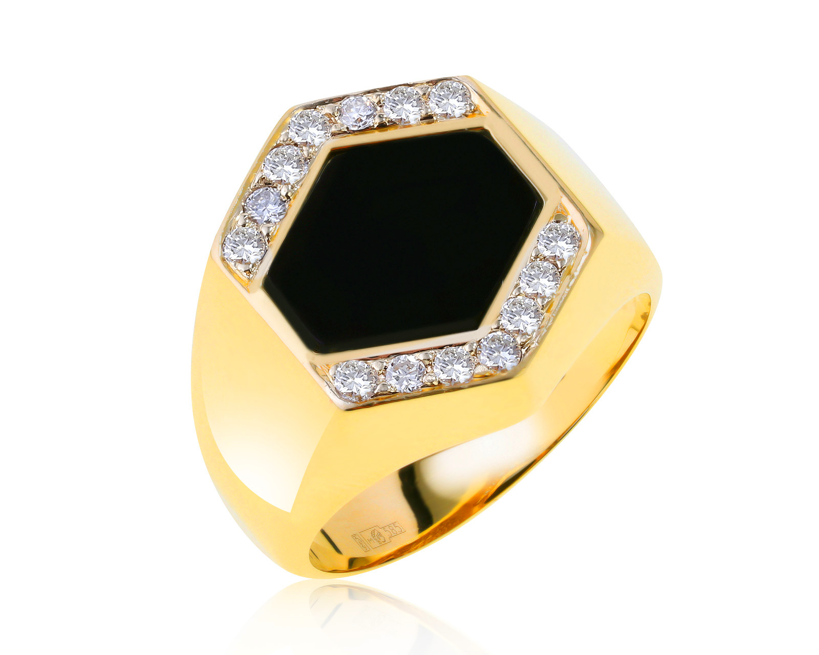 Солидное золотое кольцо с ониксом