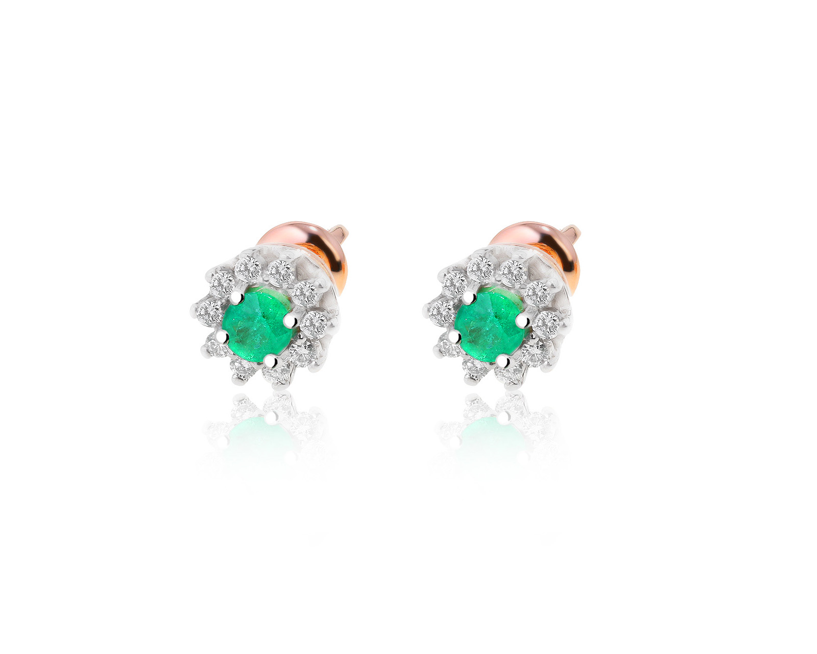 Изящные золотые серьги с изумрудами 0.25ct
