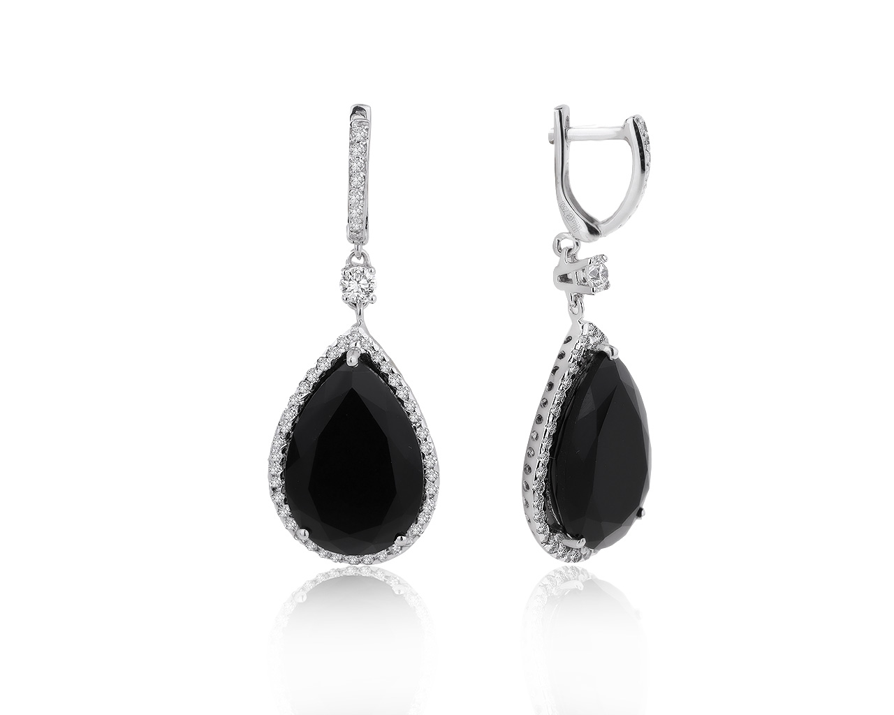 Великолепные золотые серьги с ониксами 13.75ct