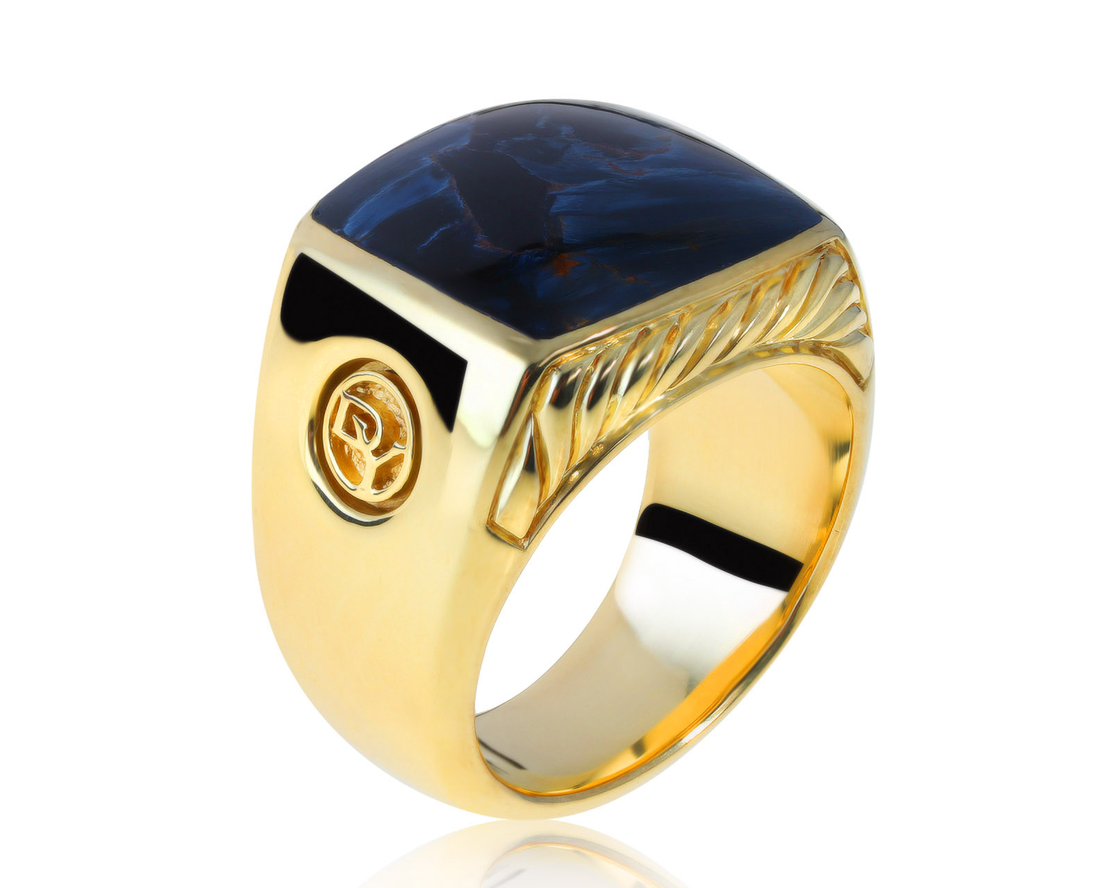 Оригинальное золотое кольцо с соколиным глазом 6.65ct David Yurman Exotic Stone