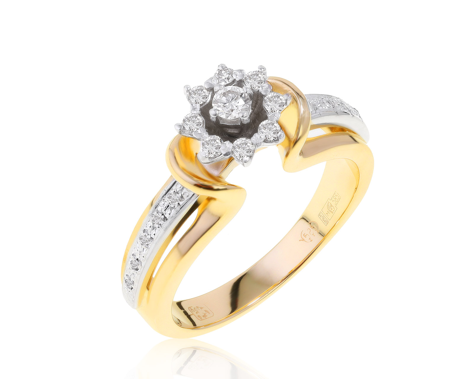 Чарующее золотое кольцо с бриллиантами 0.30ct