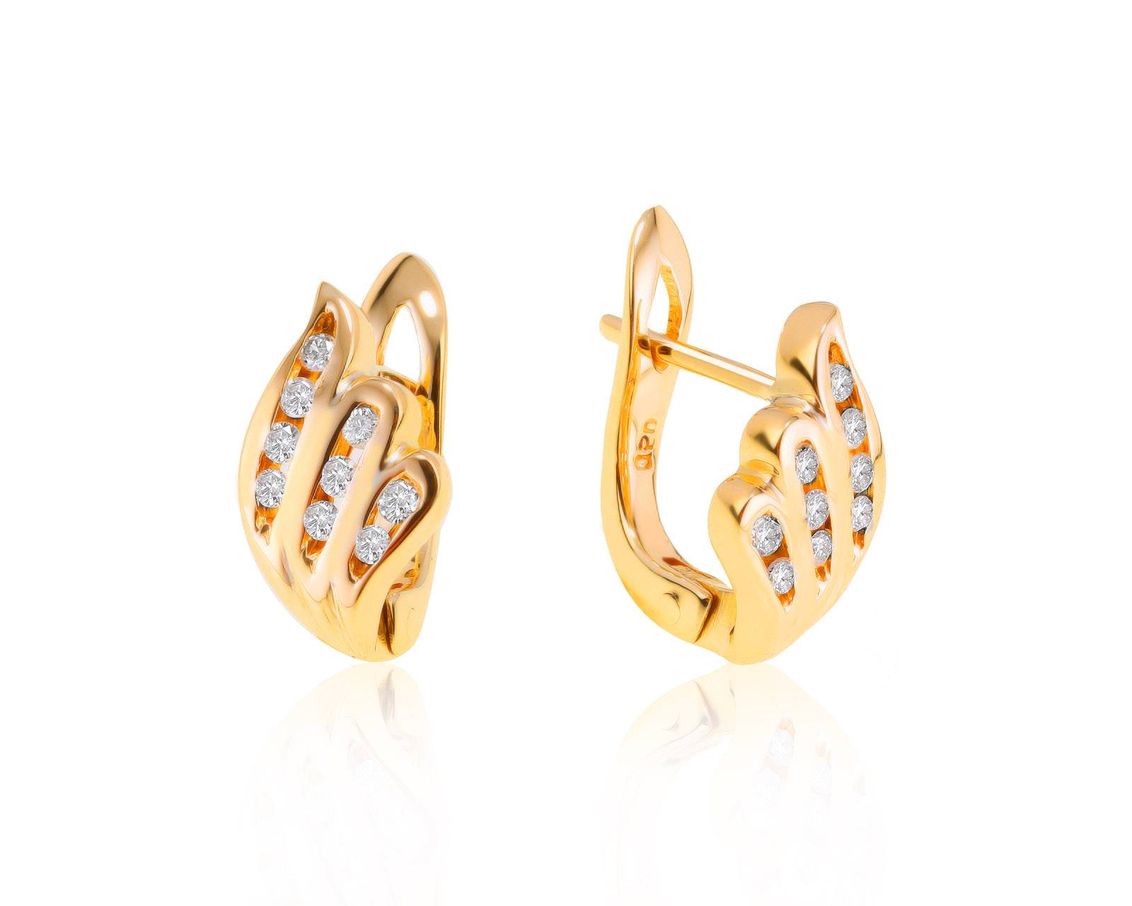 Модные золотые серьги с бриллиантами 0.18ct 270921/8