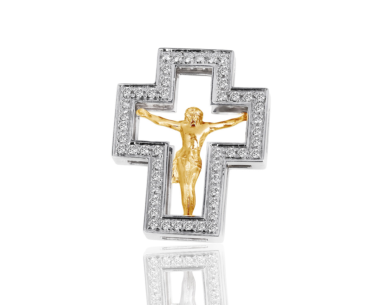 Золотой крестик с бриллиантами 0.40ct 150818/2