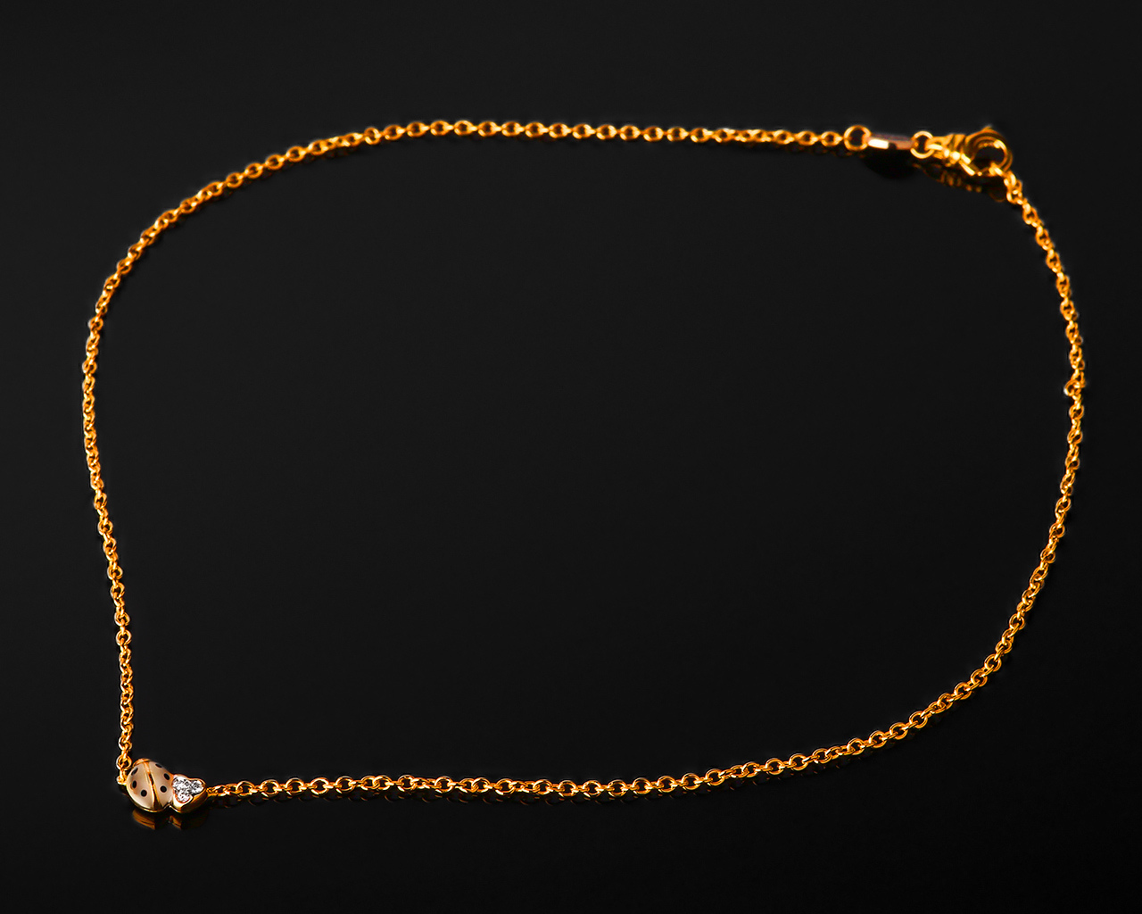 Модное золотое колье Aaron Basha Ladybug Chain