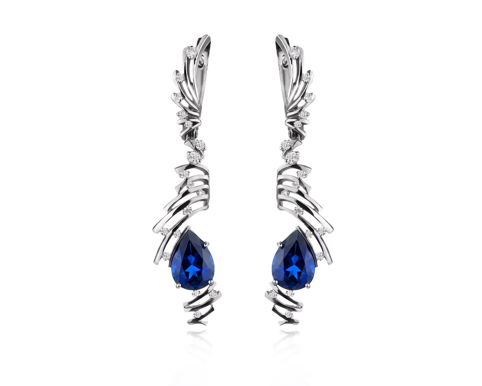 Оригинальные золотые серьги с сапфирами 2.27ct Lykov`s Jewellery 210726/КМ421