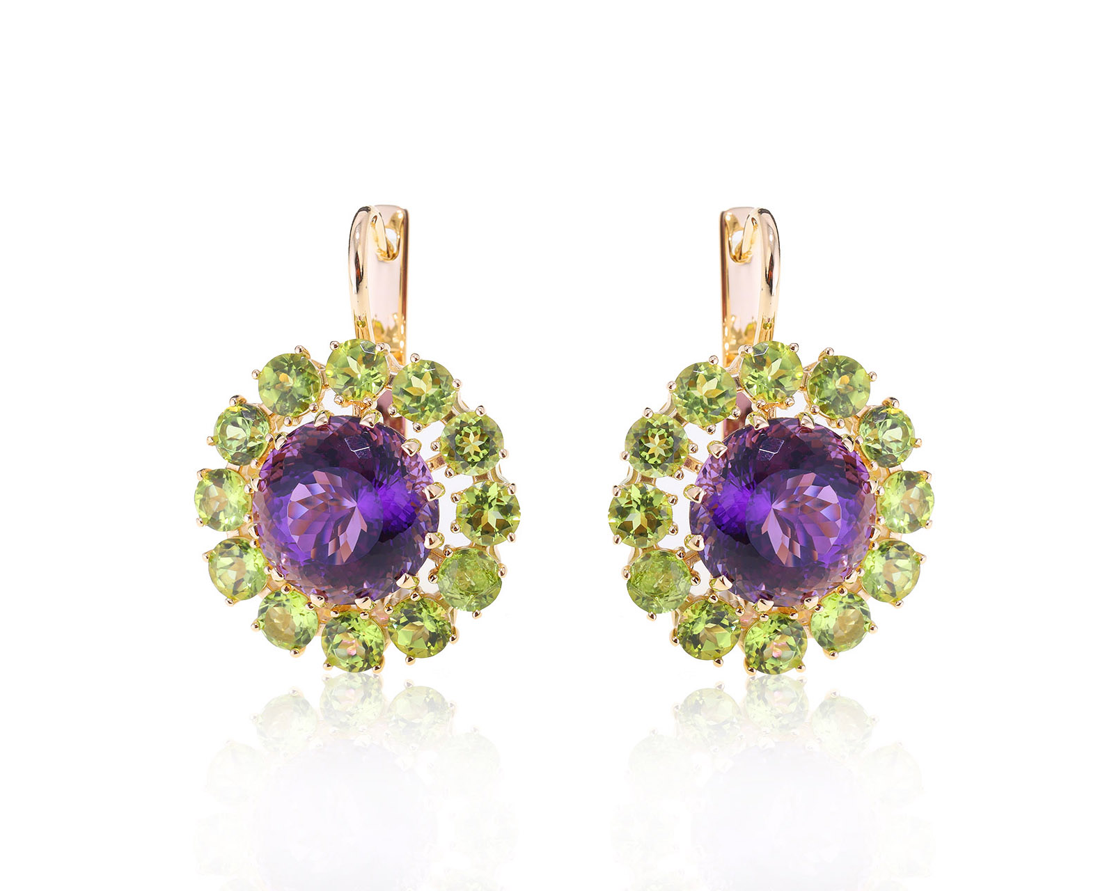 Великолепные золотые серьги с аметистами 12.40ct 140922/3 Великолепные золотые серьги с аметистами 12.40ct 140922/3