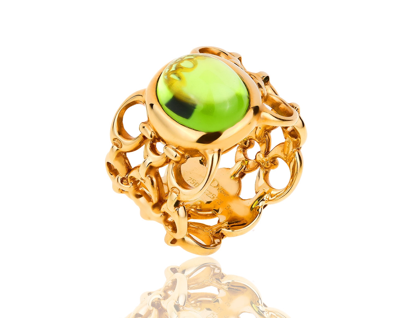 Волшебное золотое кольцо с хризолитом Dior 180818/5