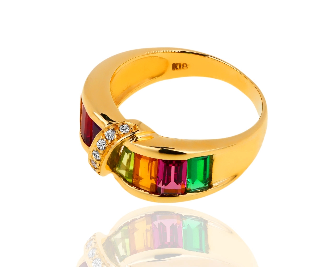 Яркое золотое кольцо с бриллиантами H.Stern Rainbow