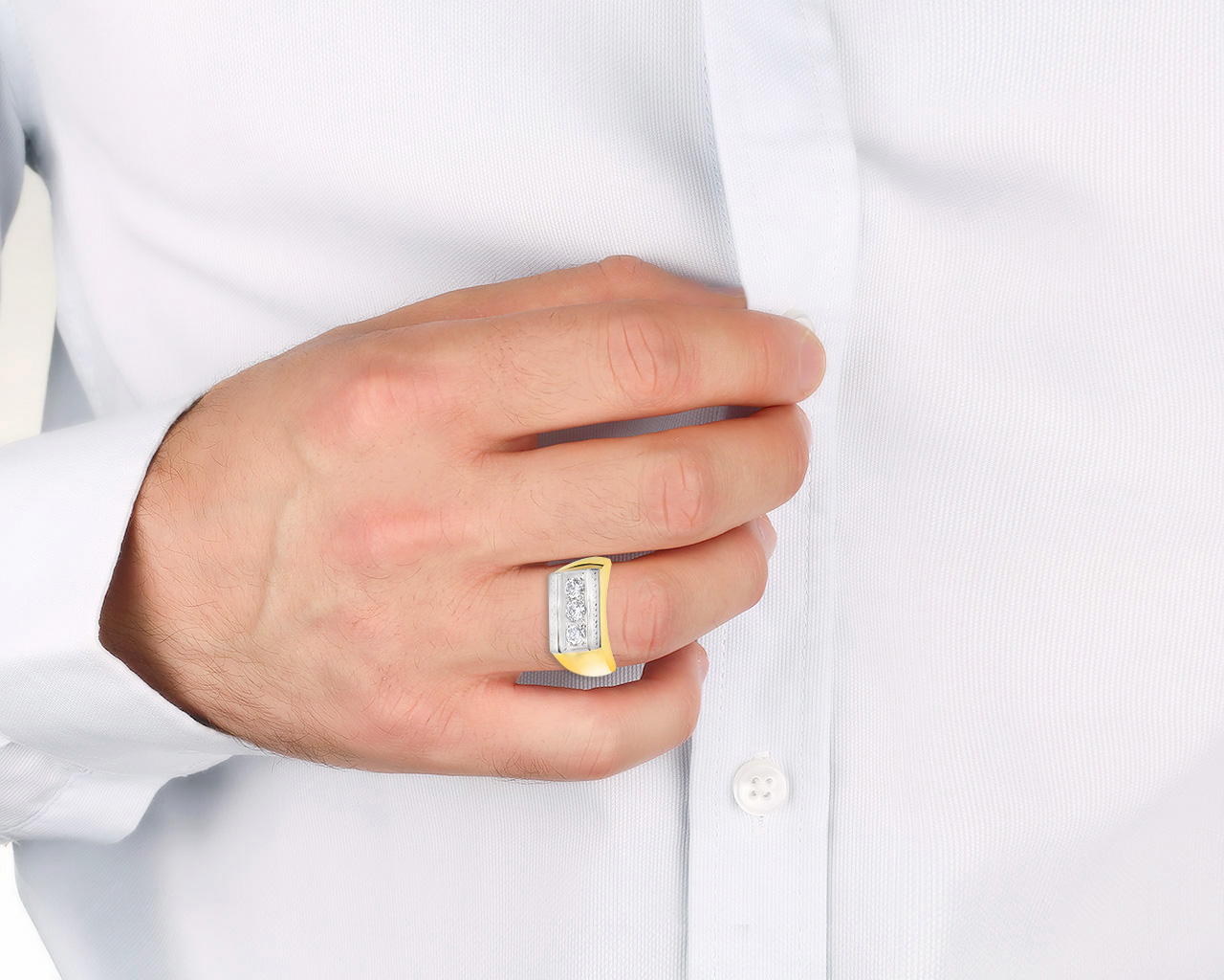 Солидное золотое кольцо с бриллиантами 0.54ct