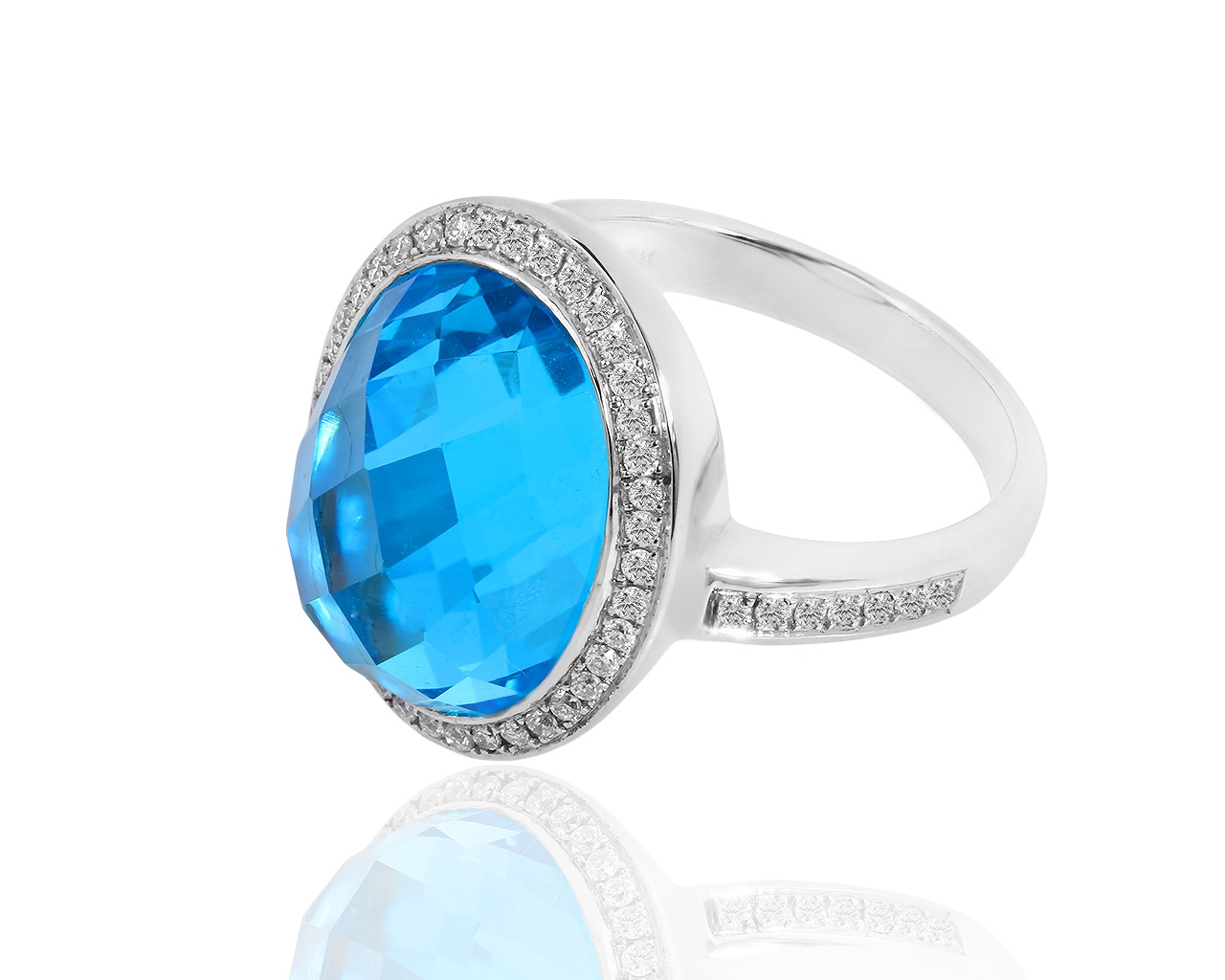 Золотое кольцо с топазом и бриллиантами 0.30ct 160219/2
