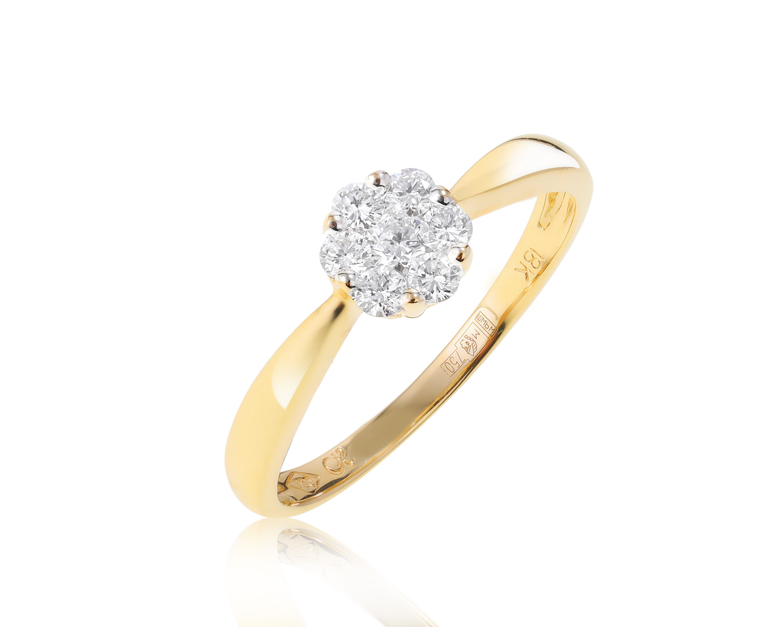 Красивое золотое кольцо с бриллиантами 0.30ct
