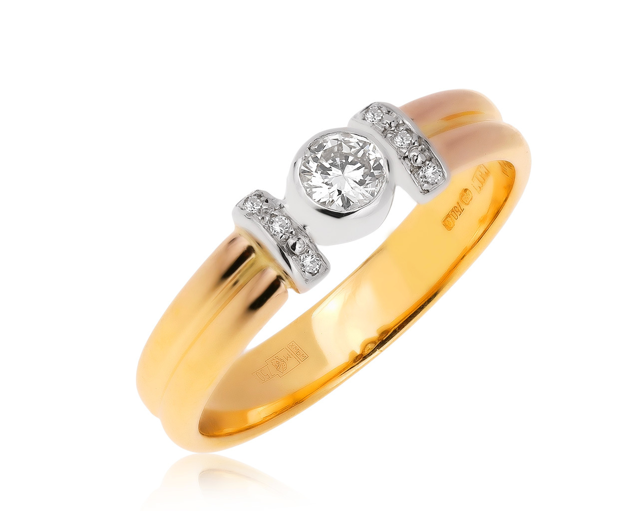 Солидное золотое кольцо с бриллиантами 0.23ct