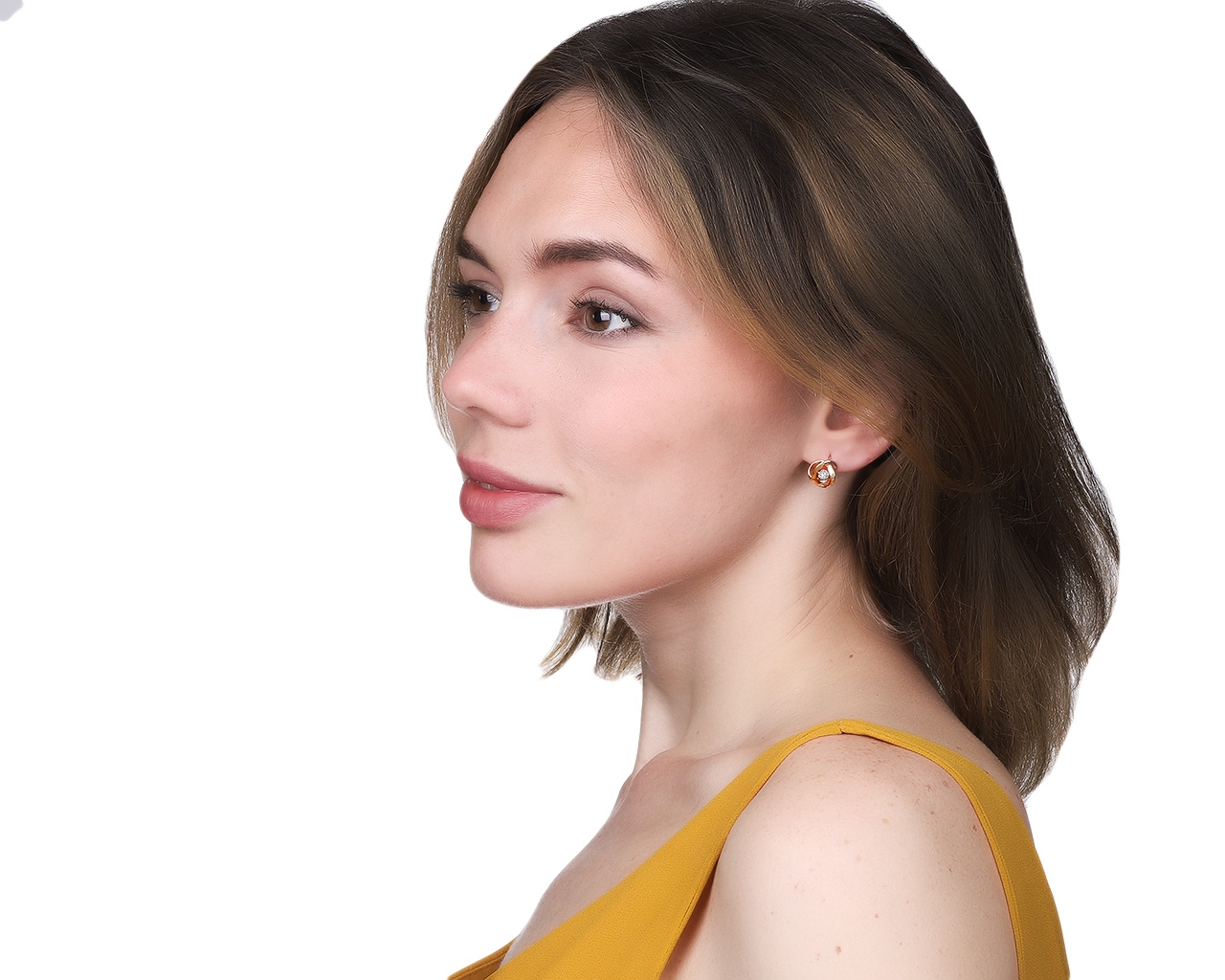 Изящные золотые серьги с бриллиантами 0.30ct