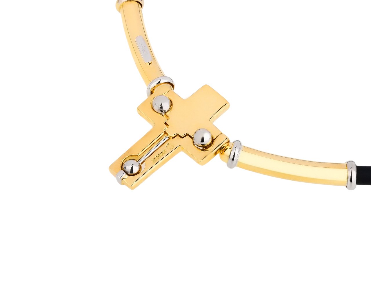 Элегантный золотой крест на гайтане Baraka 130218/4