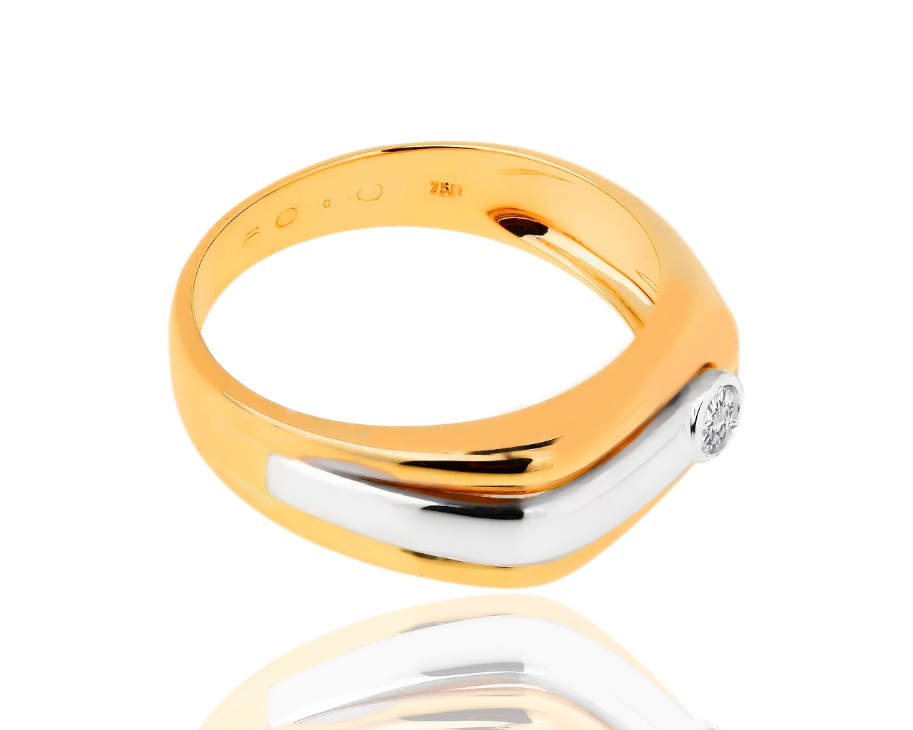 Интересное золотое кольцо с бриллиантами 0.11ct