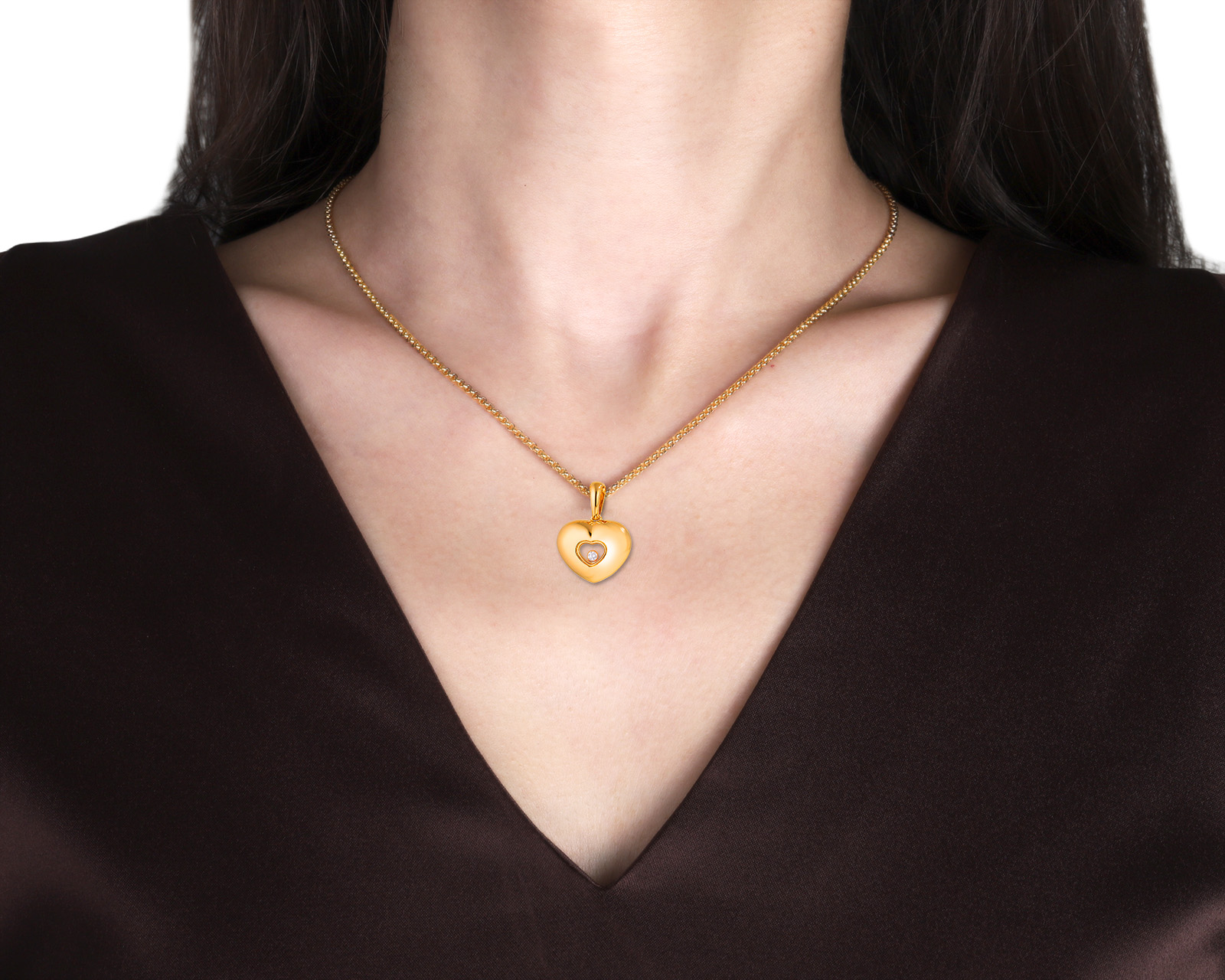 Оригинальный золотой кулон Chopard Happy Diamonds