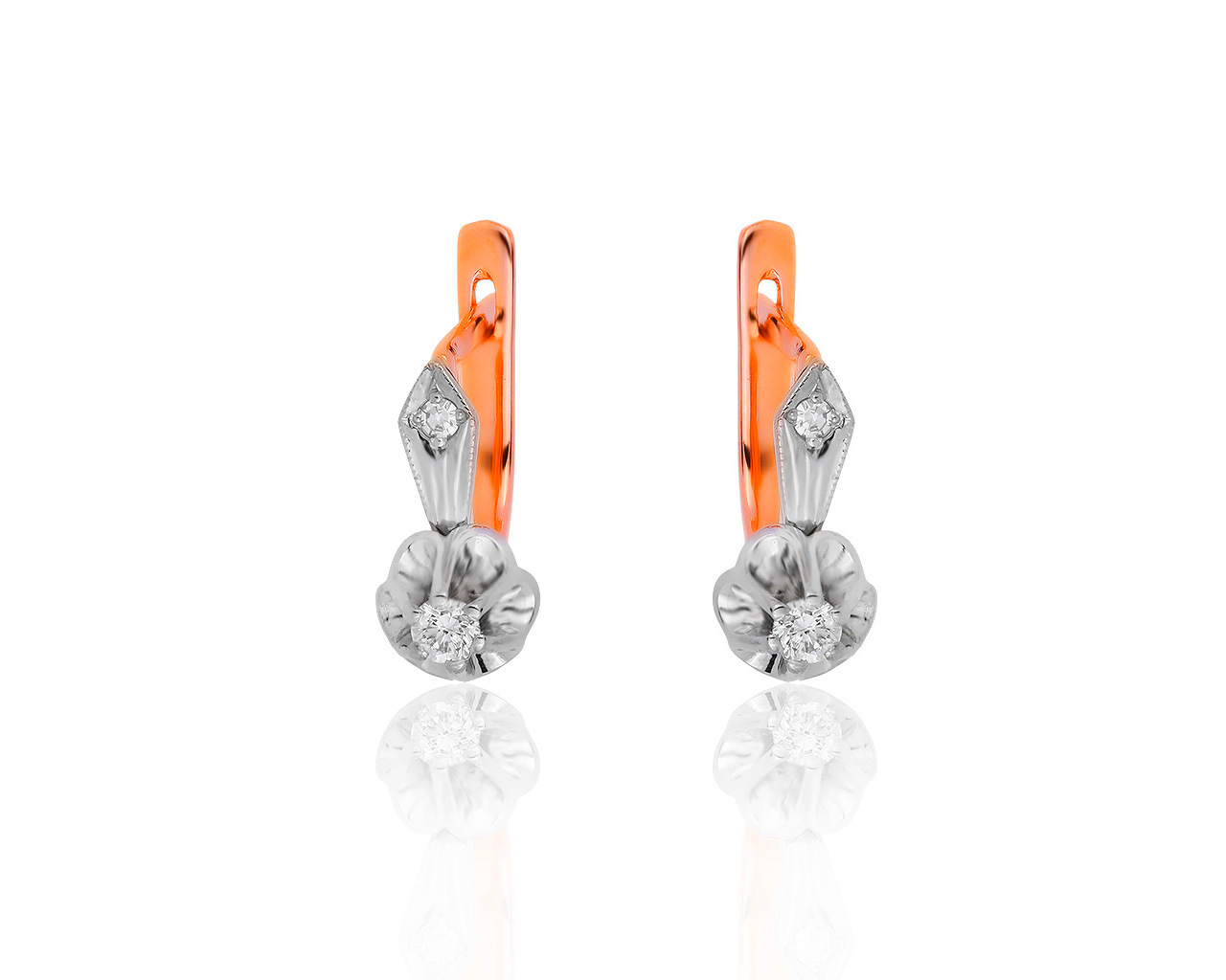 Классические золотые серьги с бриллиантами 0.18ct 100120/12 Классические золотые серьги с бриллиантами 0.18ct 100120/12