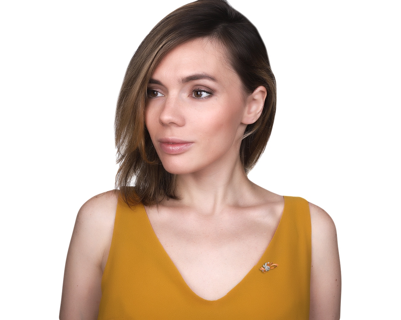 Женственная золотая брошь с бриллиантами 0.08ct