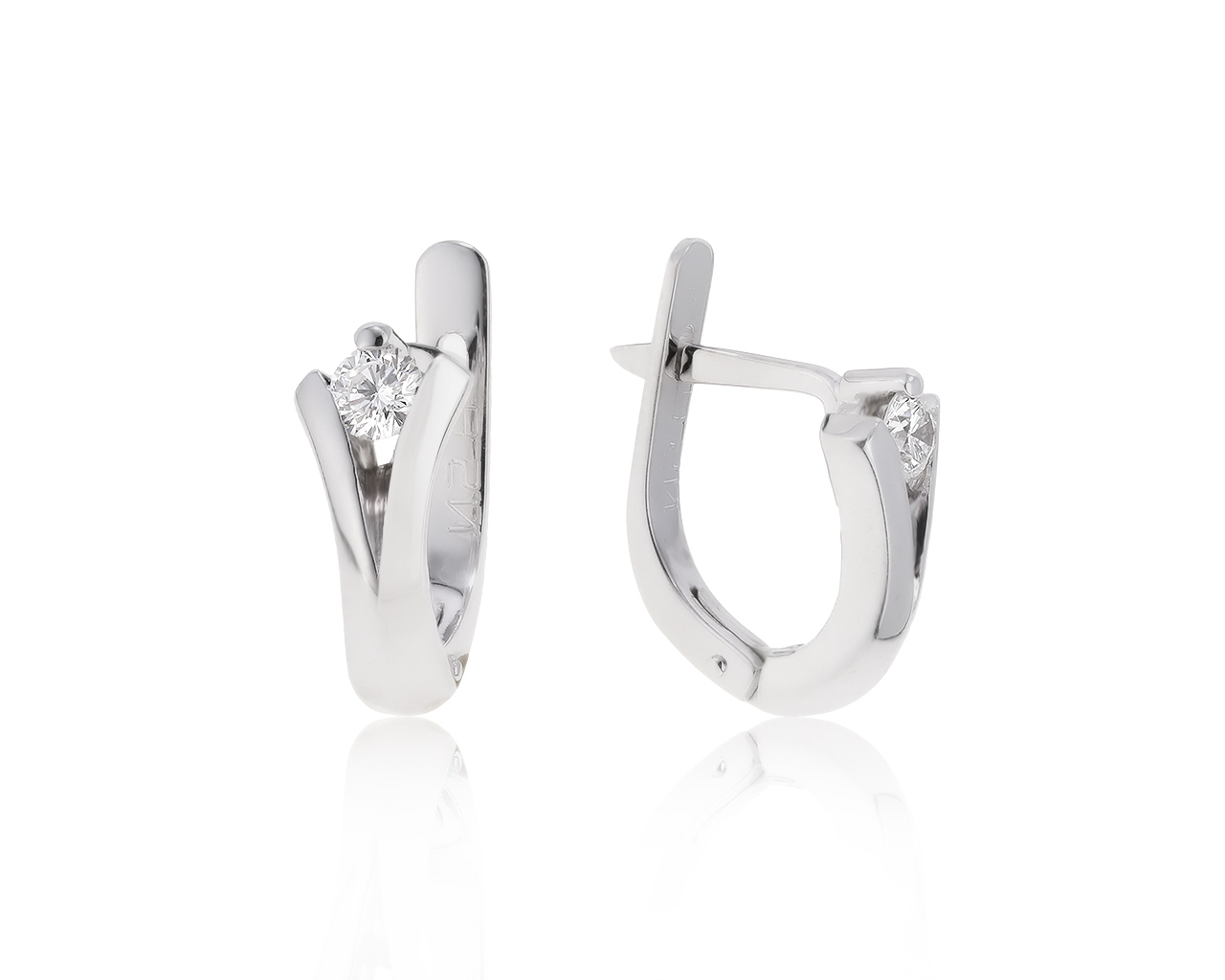 Классические золотые серьги с бриллиантами 0.30ct
