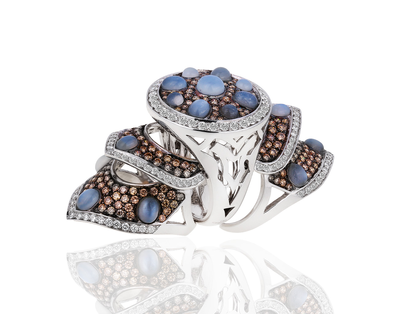 Золотое кольцо с халцедонами 4.35ct и бриллиантами 4.11ct Grimoldi 250419/19s