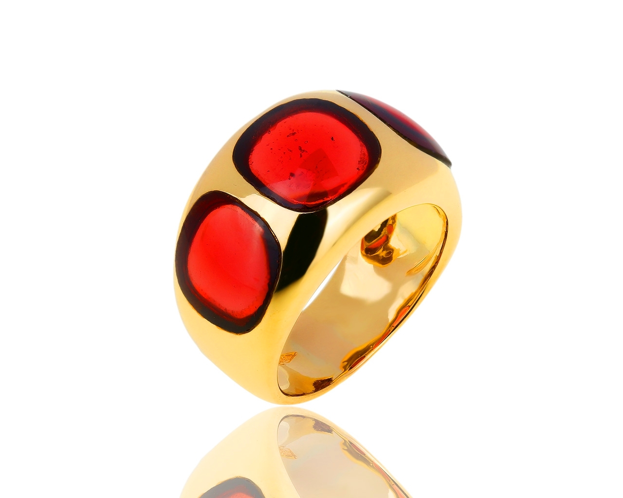 Привлекательное золотое кольцо с гранатами 160319/3