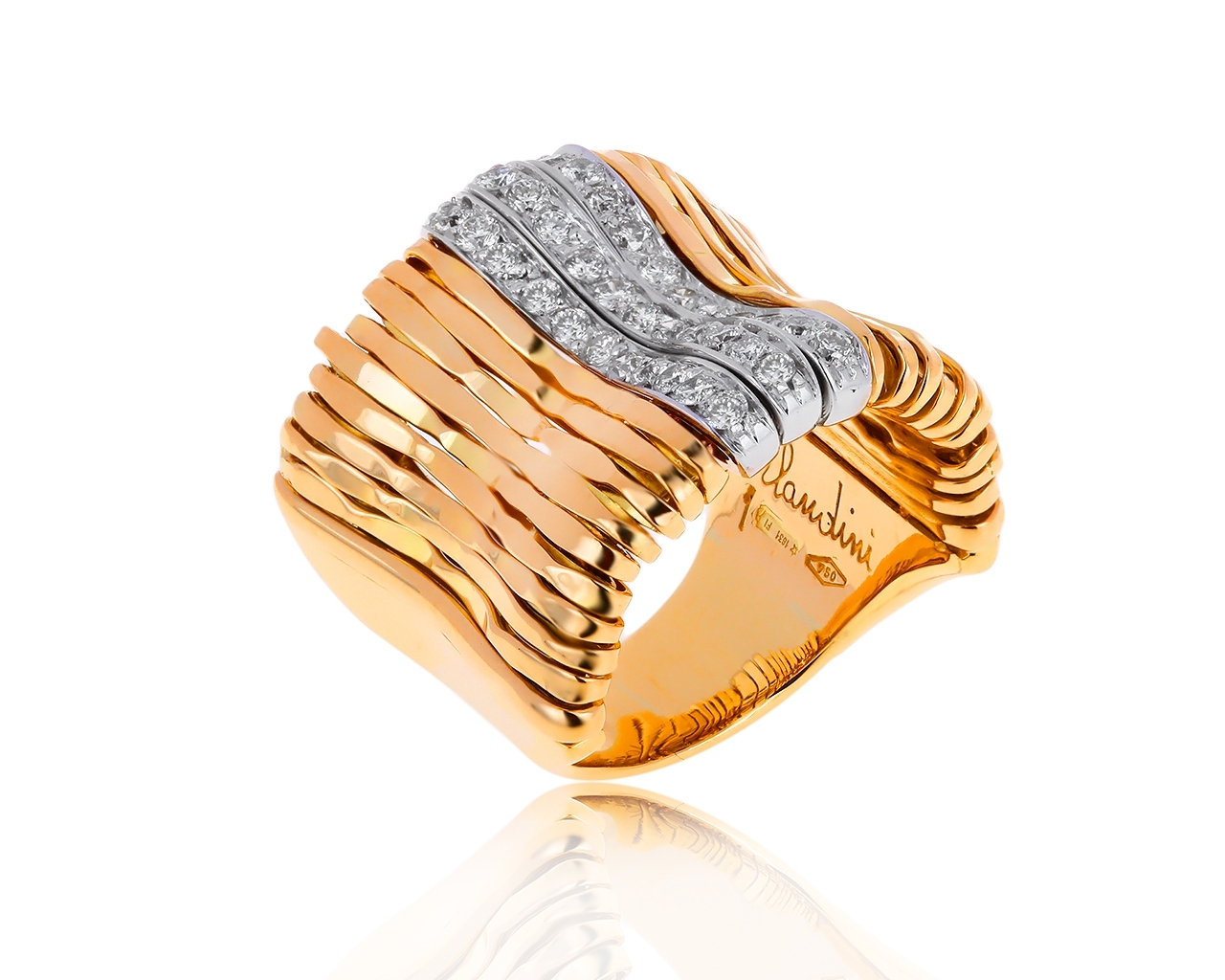 Оригинальное золотое кольцо с бриллиантами 0.65ct Orlando Orlandini