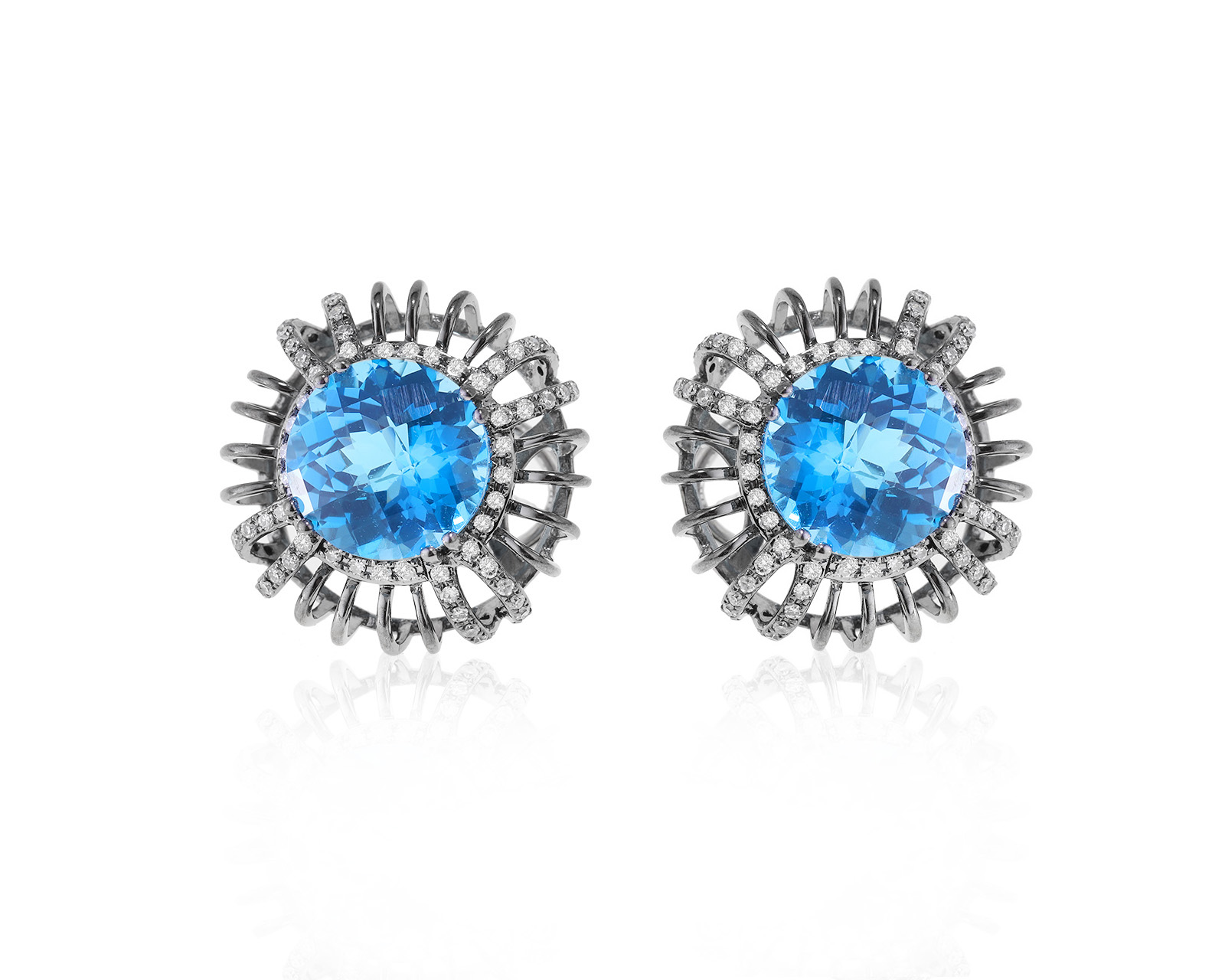 Прекрасные золотые серьги с топазами 8.90ct