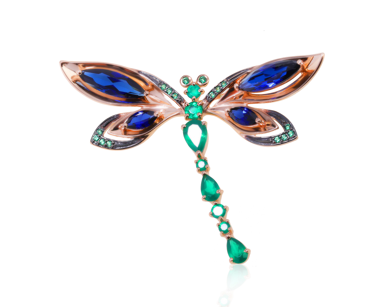 Эстетичная золотая брошь с цветными камнями 081221/6