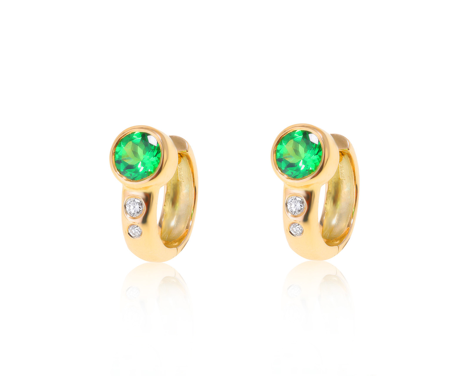 Изящные золотые серьги с тсаворитами 1.08ct