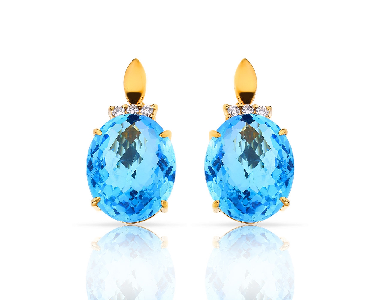 Золотые серьги с топазами и бриллиантами 0.13ct 050618/12