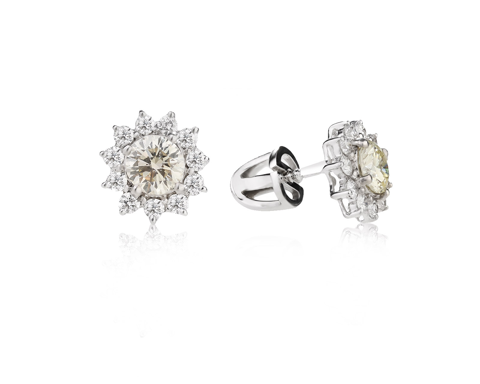 Золотые серьги с бриллиантами 1.63ct