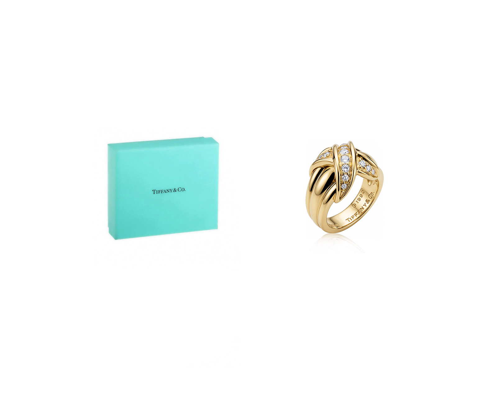 Оригинальное золотое кольцо с бриллиантами 0.40ct Tiffany&Co Signature