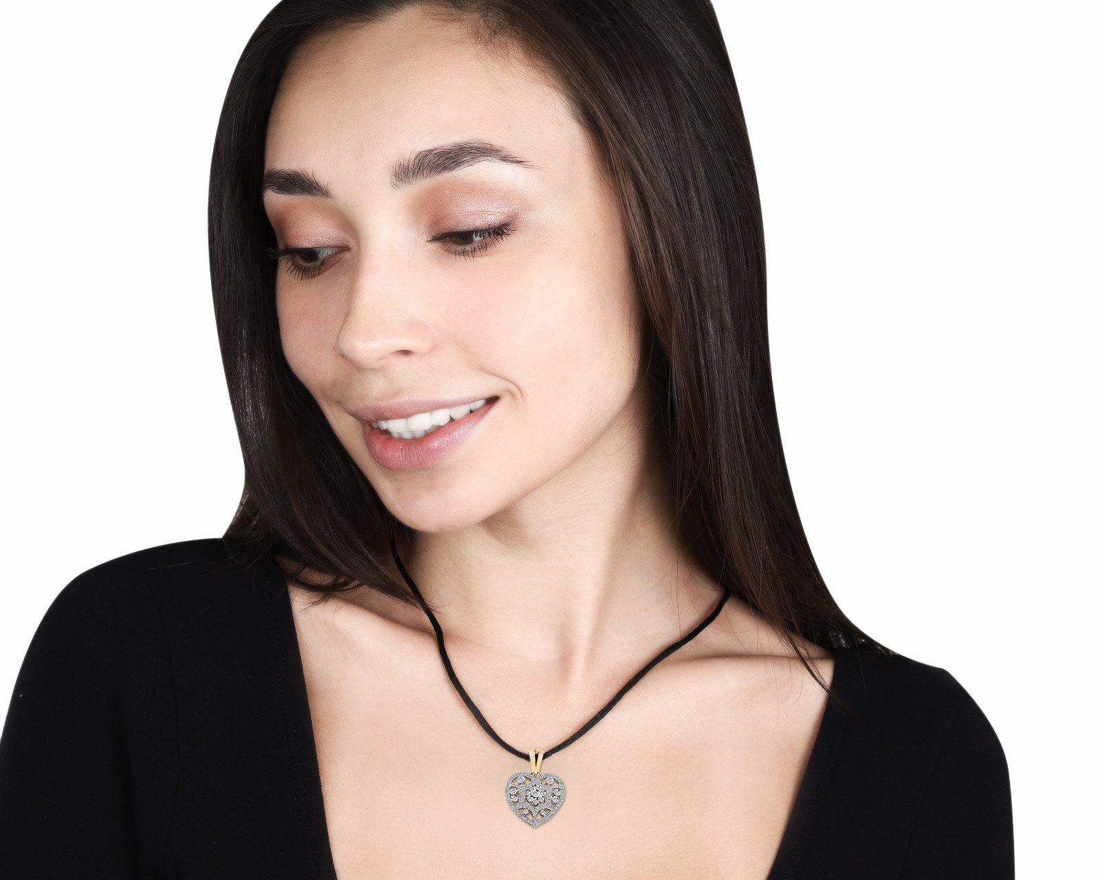 Романтичный золотой кулон с бриллиантами 1.01ct