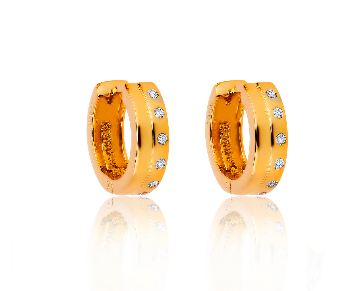 Прелестные золотые серьги с бриллиантами 0.15ct 030819/26