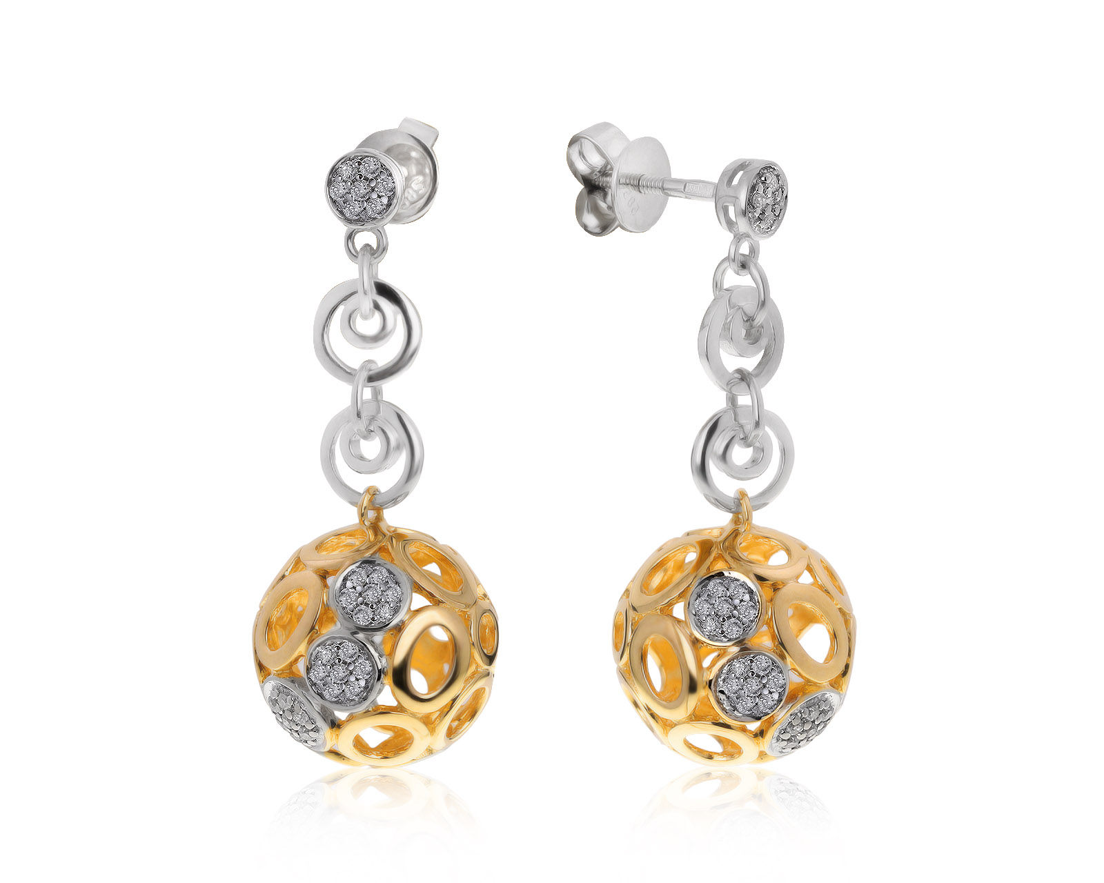 Стильные золотые серьги с бриллиантами 0.23ct 260721/11