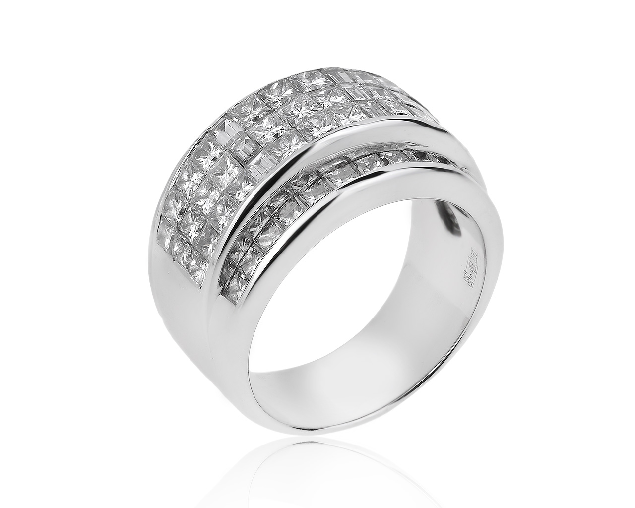 Шикарное золотое кольцо с бриллиантами 3.07ct
