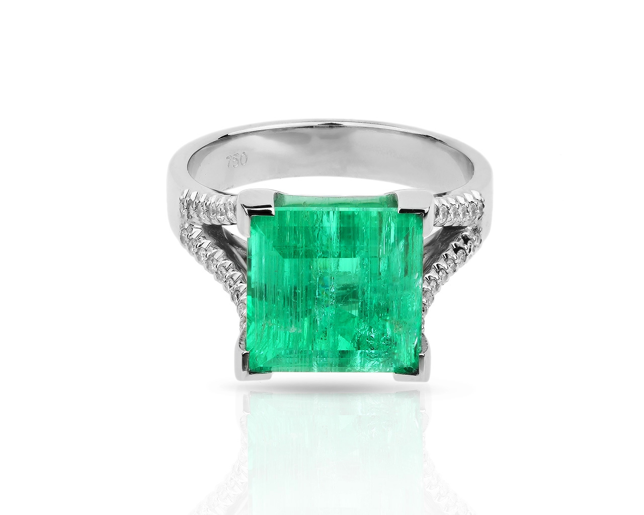Шикарное бриллиантовое кольцо с изумрудом 6.60ct