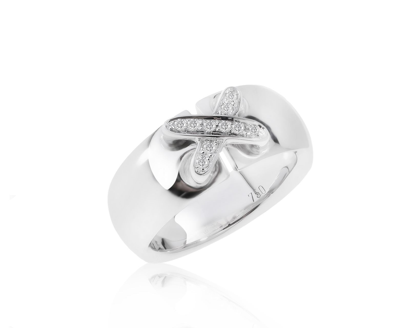Престижное золотое кольцо с бриллиантами 0.06ct