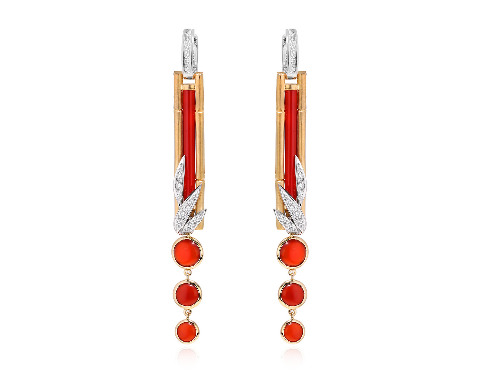 Оригинальные золотые серьги с сердоликами 7.60ct Carrera y Carrera Bambu 221024/6