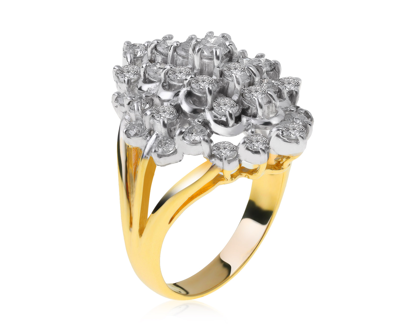 Изысканное золотое кольцо с бриллиантами 1.80ct
