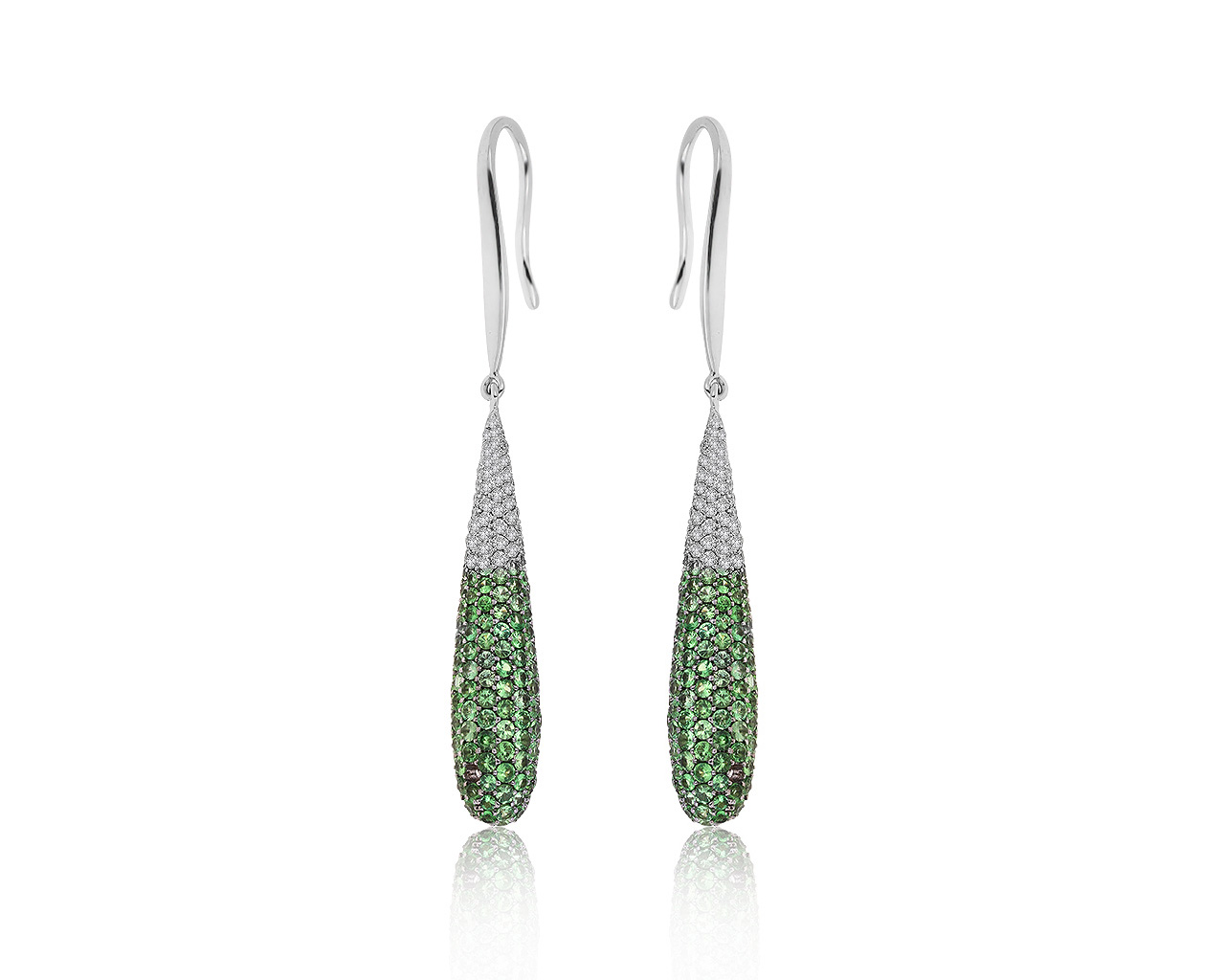 Богатые золотые серьги с тсаворитами 3.90ct 300519/3