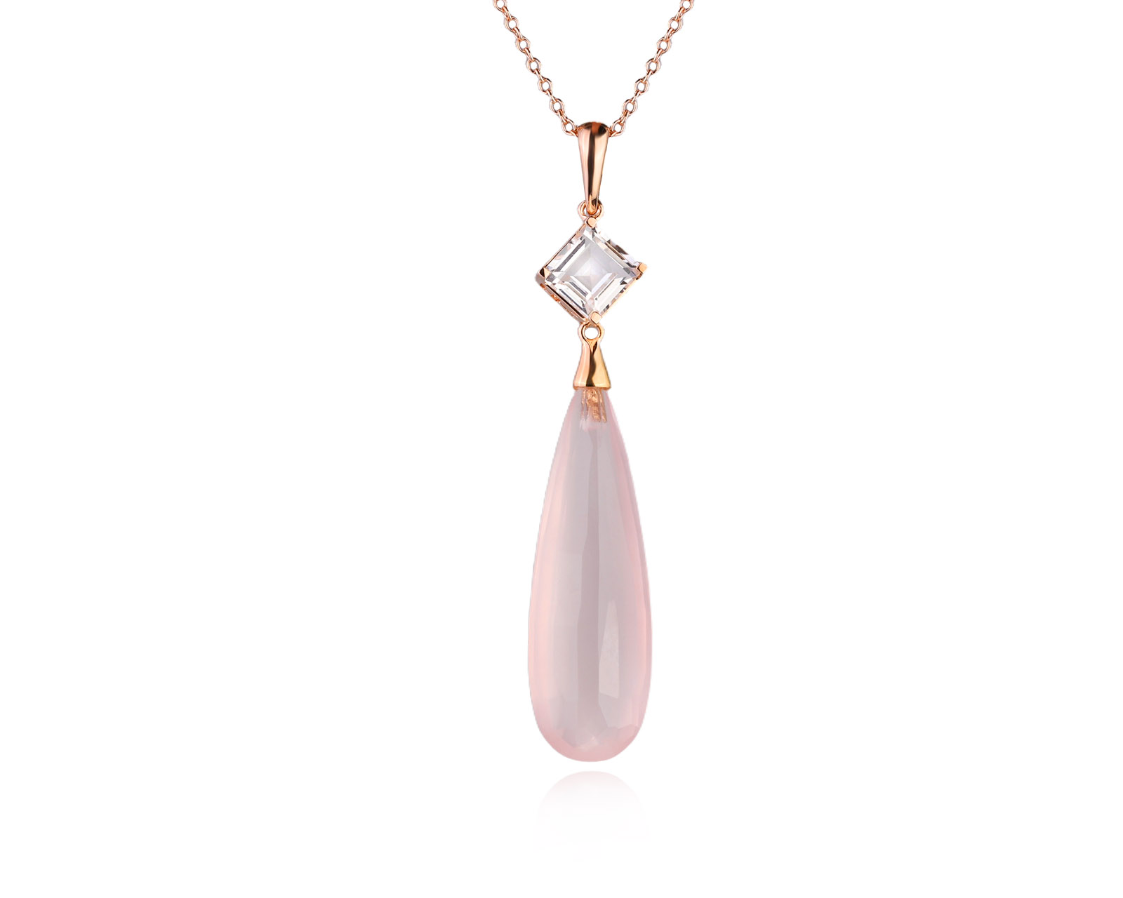 Оригинальный золотой кулон с розовым кварцем 15.00ct MiMi 010626/2